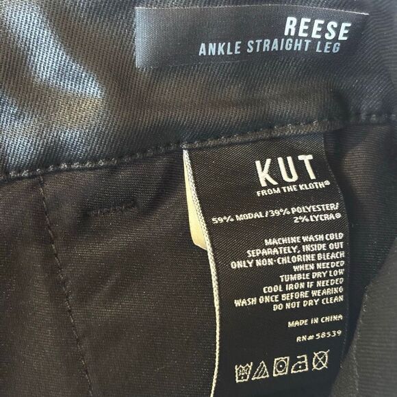 Kut from the kloth Reese ankle straight leg faux leather pants black 8 Long - Picture 7 of 12